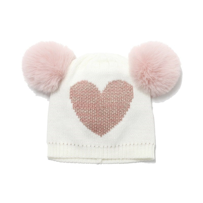 Children's Cap Pom Pom Heart