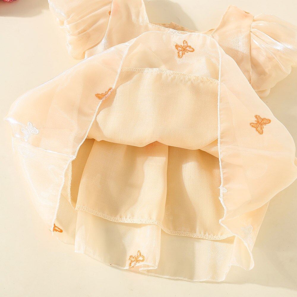 Set Summer Baby Girls Puff Sleeve Party Princess Evening Dresses Sweet Bow