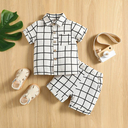 Baby Toddler 2 Pcs Outfit Suit Plaid