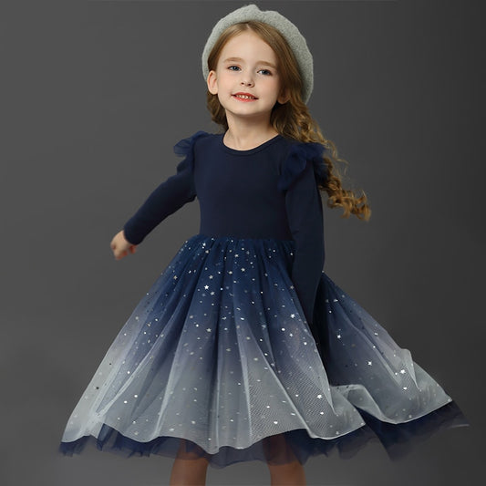 Children's dress with tulle skirt and glitter