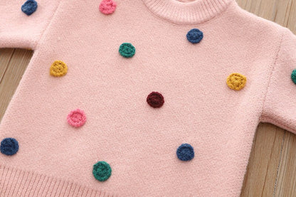 Baby Girls Boys Sweaters Coat Fashion Fur Ball Applique Kids Knitting Pullovers Tops Baby Boys Girls Warm Sweaters