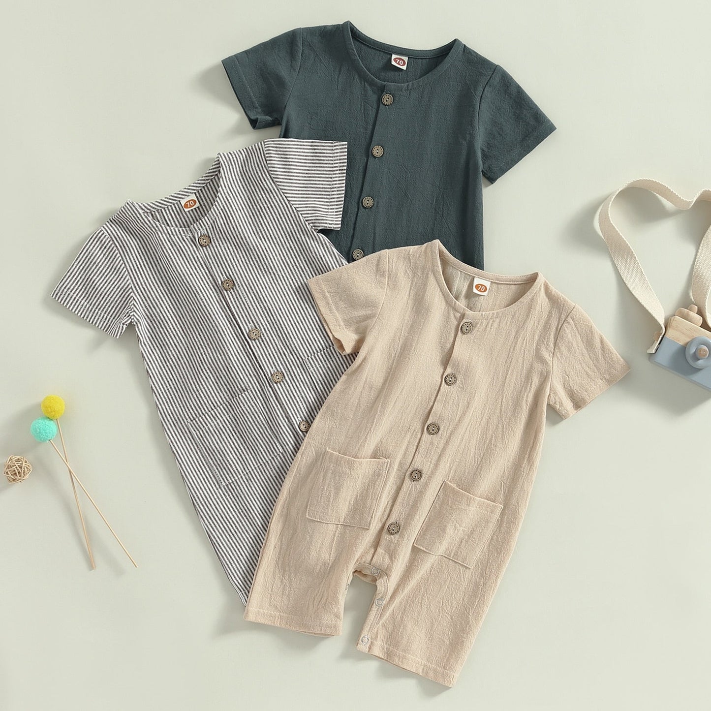 Button short Sleeve Jumpsuit