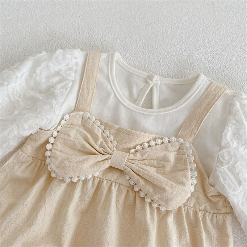 Children's Beige and White Bodysuit