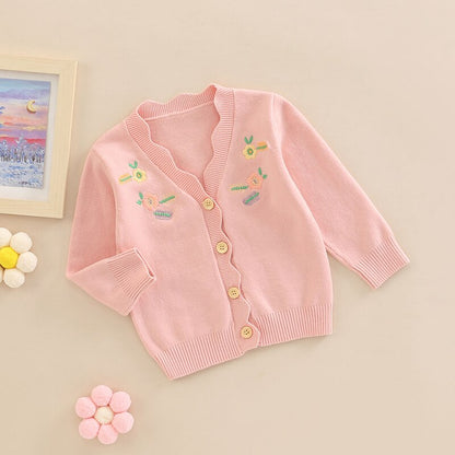 Cardigan with Flower Embroidery