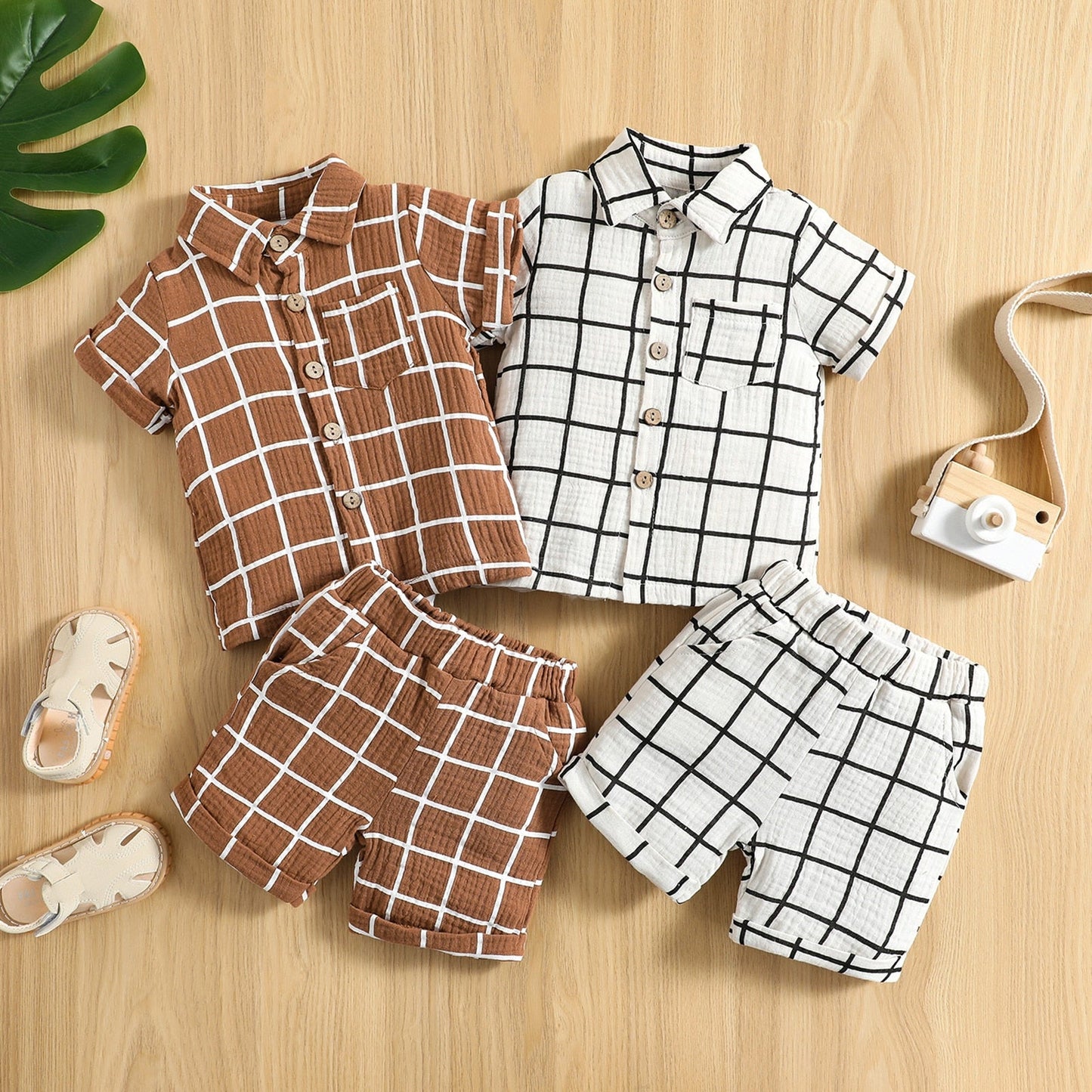 Baby Toddler 2 Pcs Outfit Suit Plaid