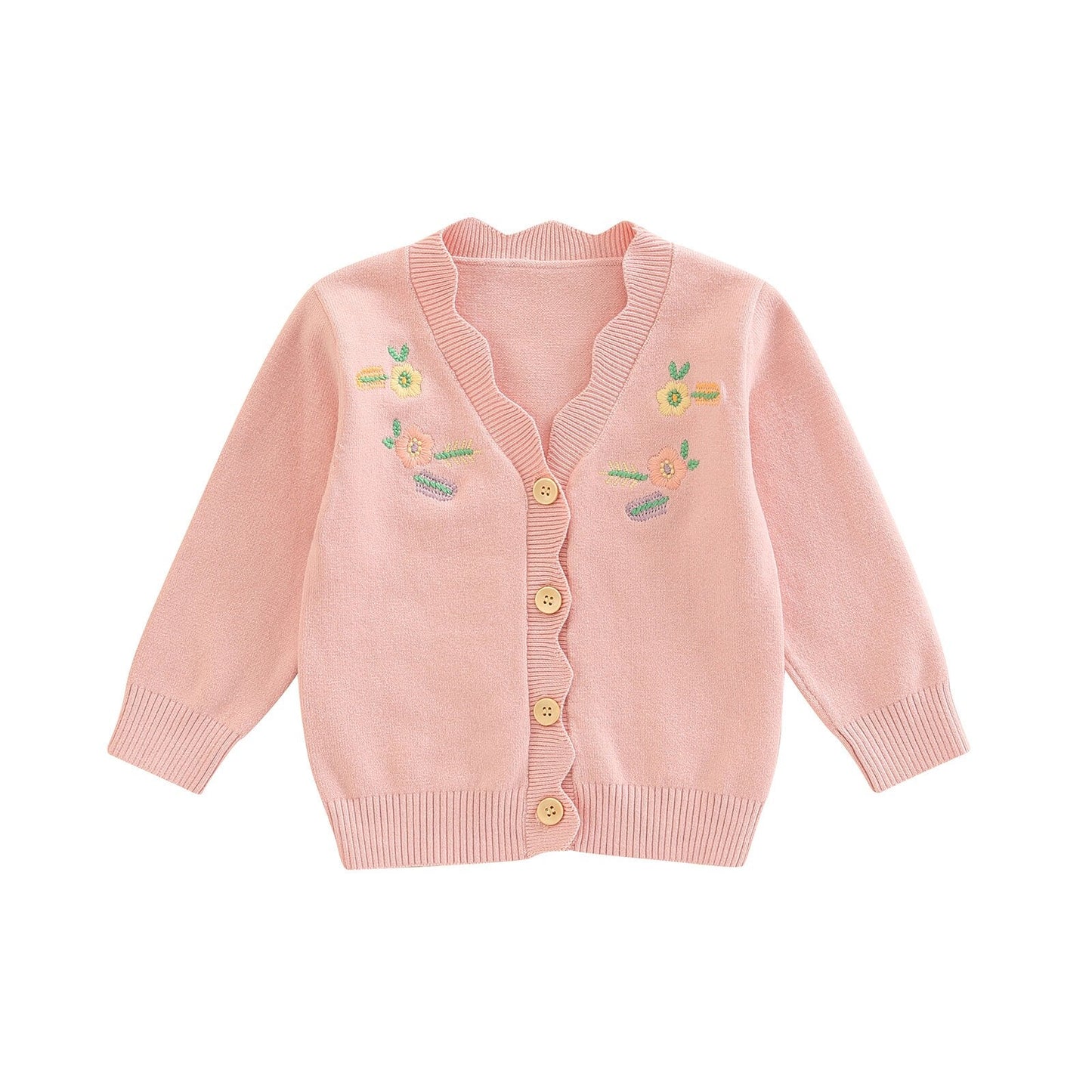 Cardigan with Flower Embroidery