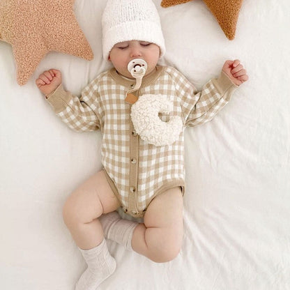 Baby plaid bodysuit with buttons