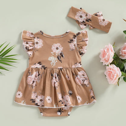 Children's Bodysuit Floral +  Headband