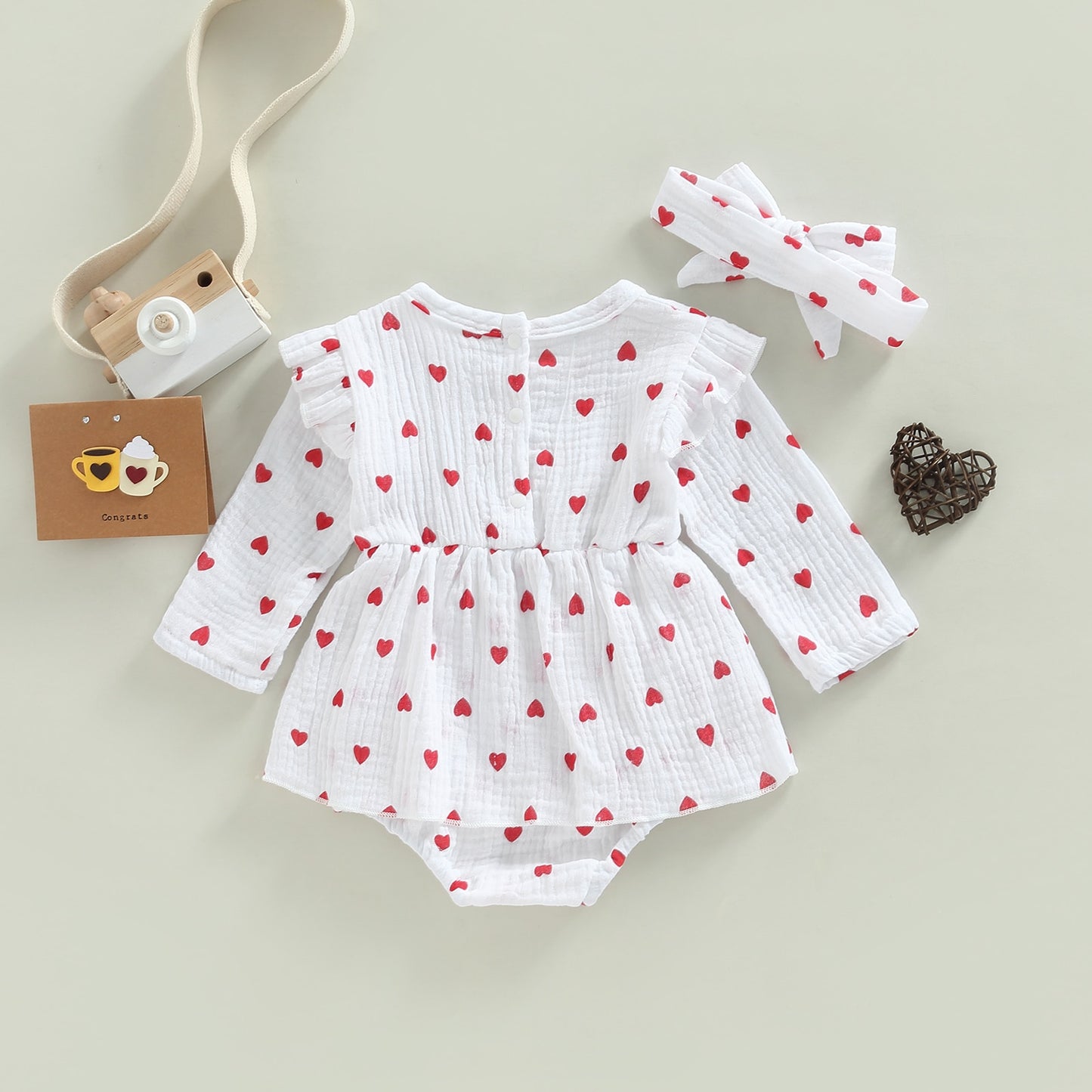 Children's bodysuit + heart hadband