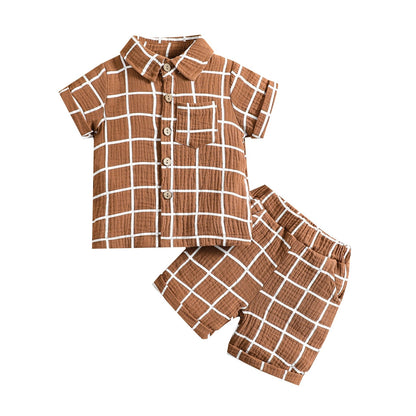 Baby Toddler 2 Pcs Outfit Suit Plaid