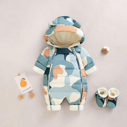 Children's cartoon print jumpsuit for winter