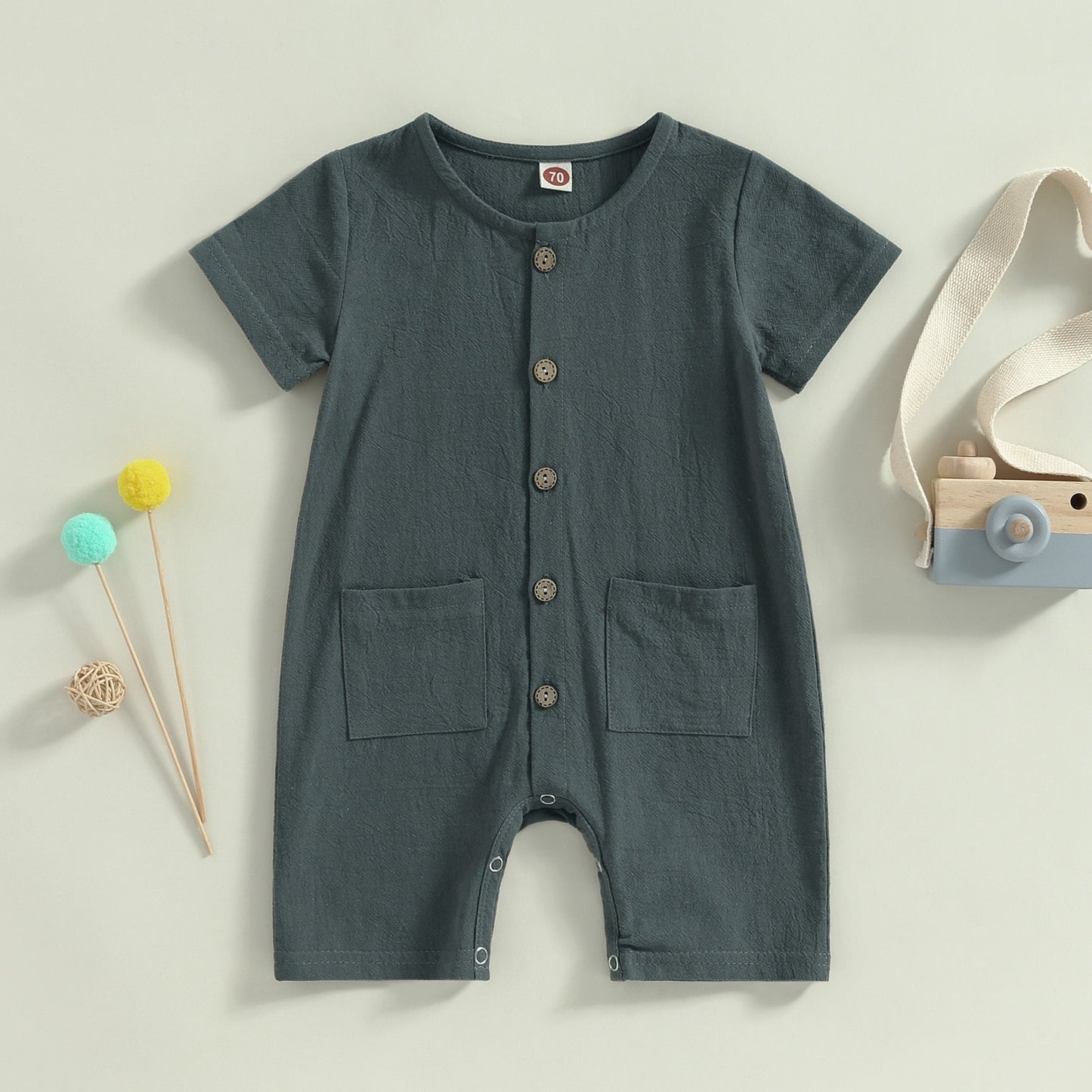 Button short Sleeve Jumpsuit