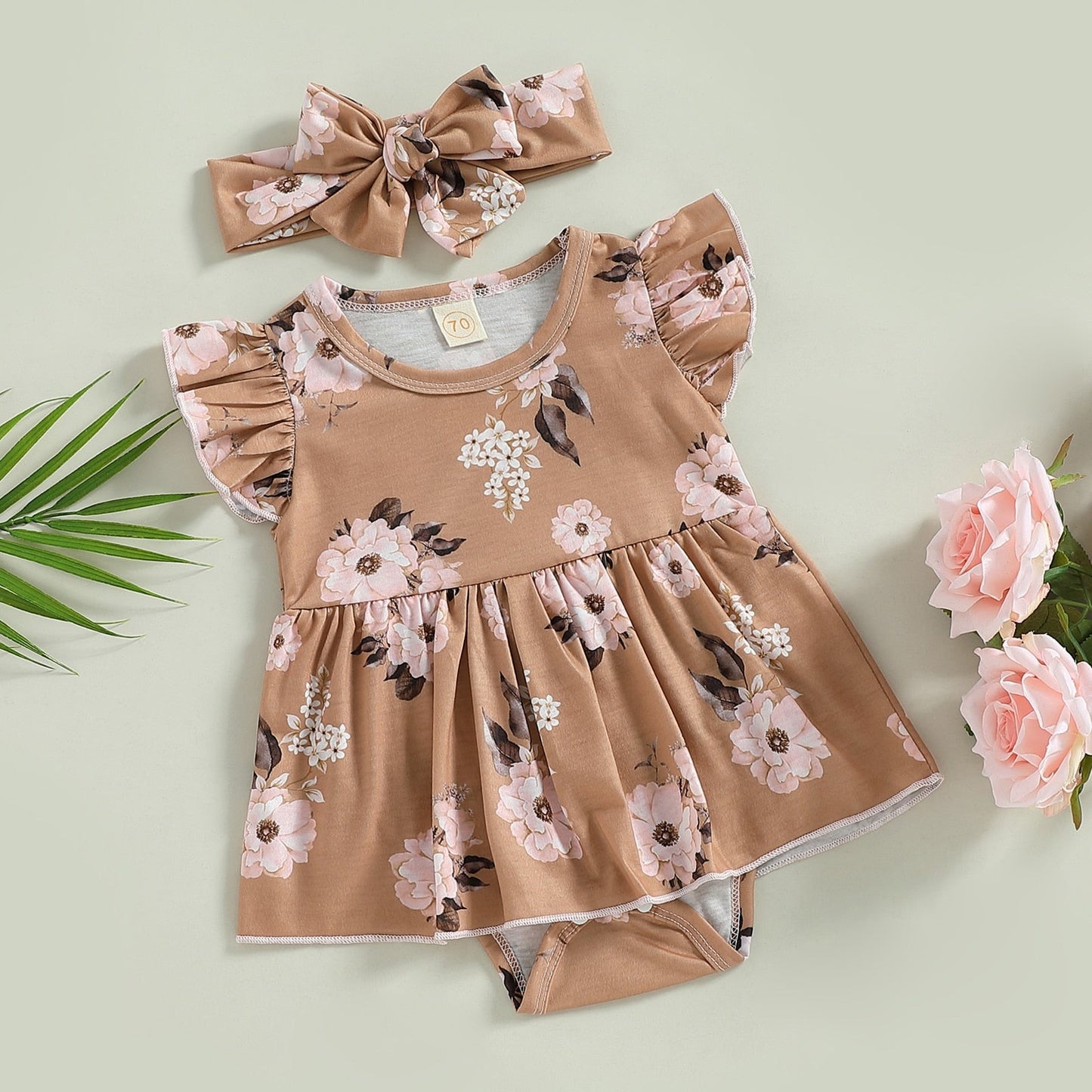 Children's Bodysuit Floral +  Headband