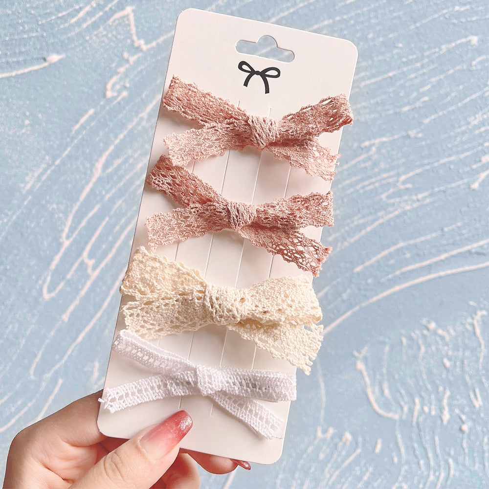 4Pcs/Set Mia Lace Bowknot Hair Clips