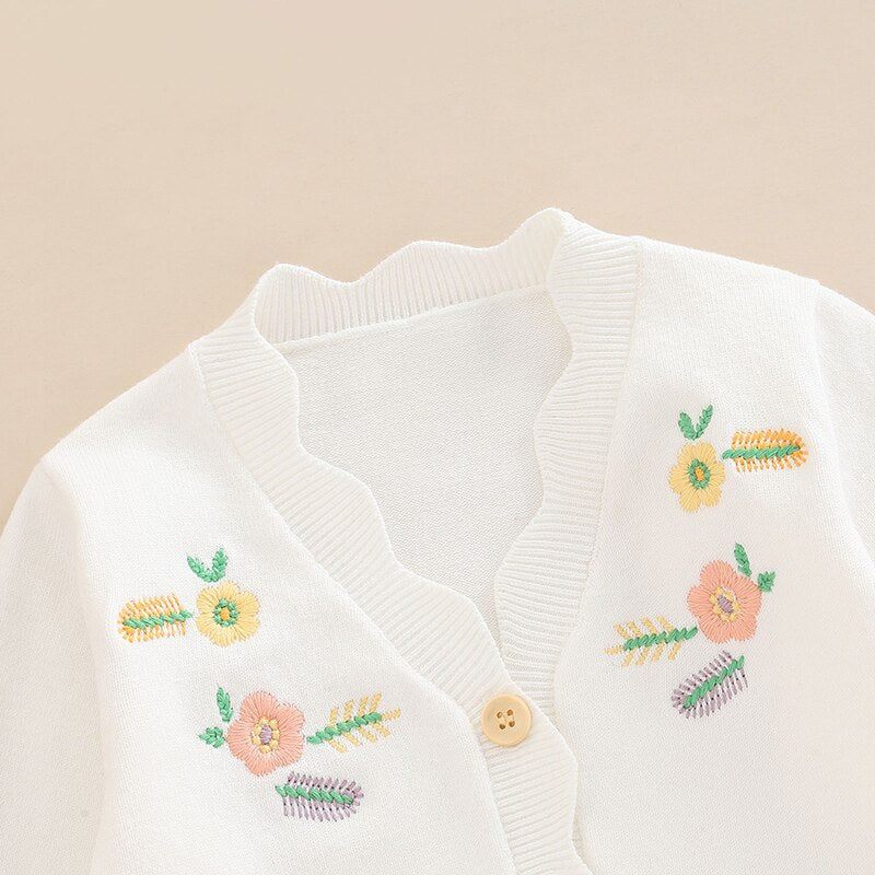 Cardigan with Flower Embroidery