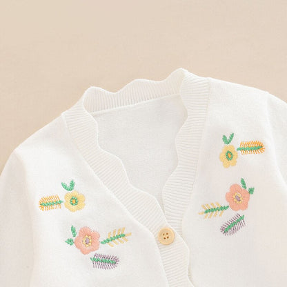 Cardigan with Flower Embroidery