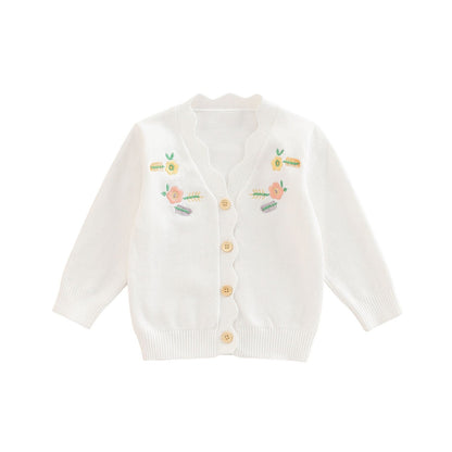 Cardigan with Flower Embroidery