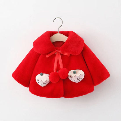 Strawberry Wool Sweater Shawl Coat