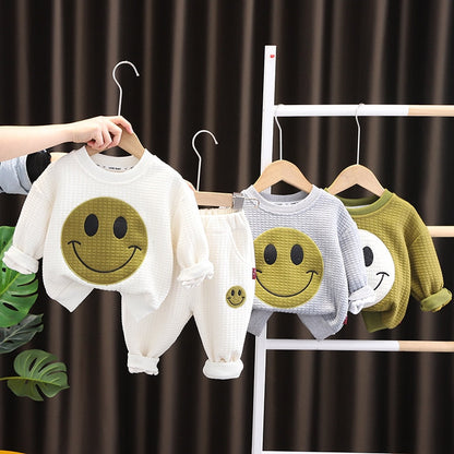 Baby Two Piece Clothes Set Cartoon Smily Sweatshirt Sweatpants Track