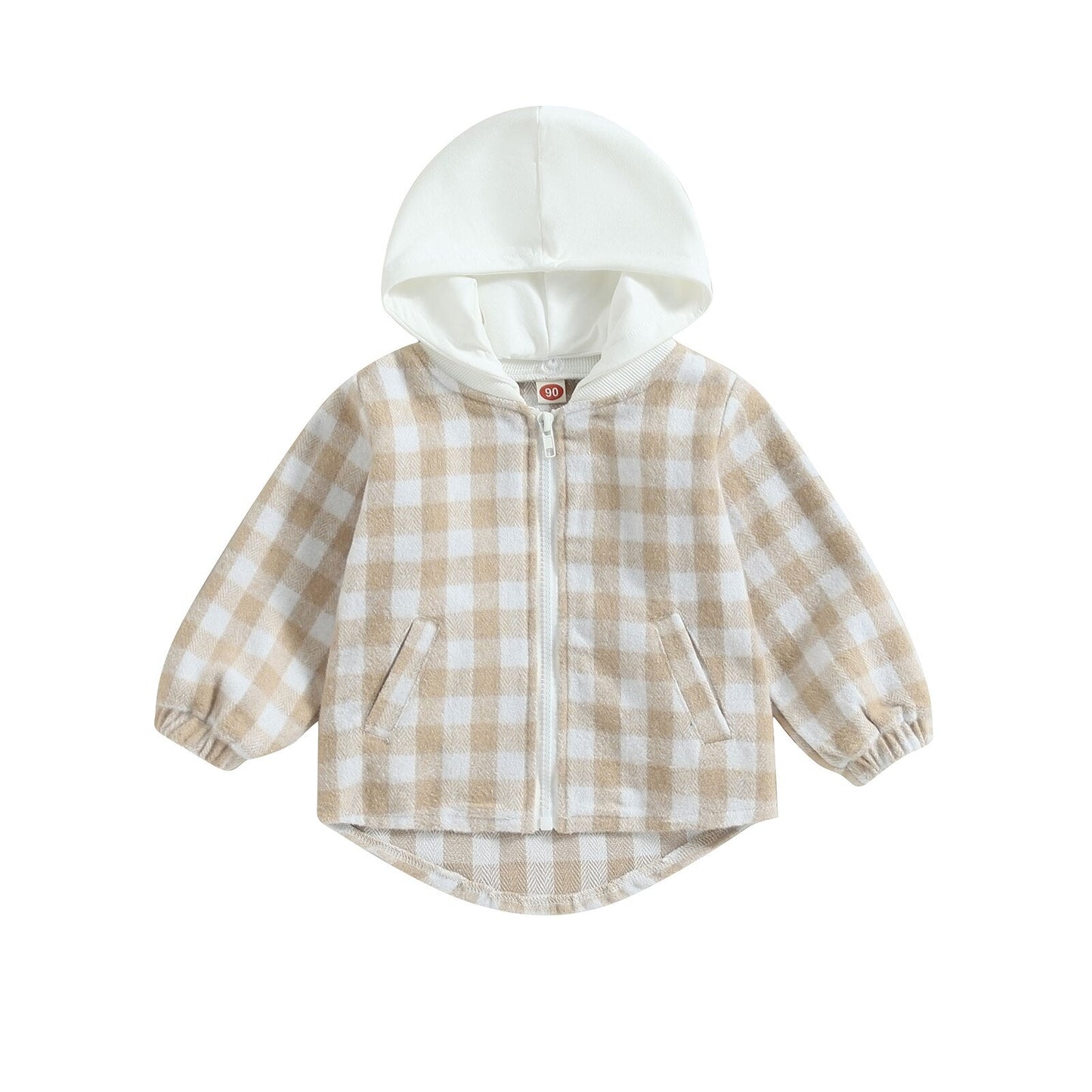 Checkered Hooded Zipper Hooded Jacket