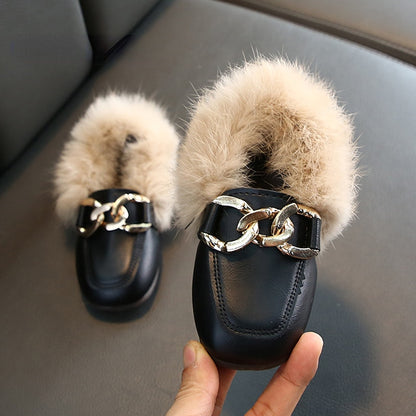 Children's loafers with fur