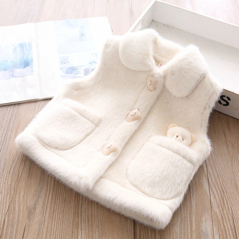 Warm Children's Coat Fur Fluffy + Teddy Bear