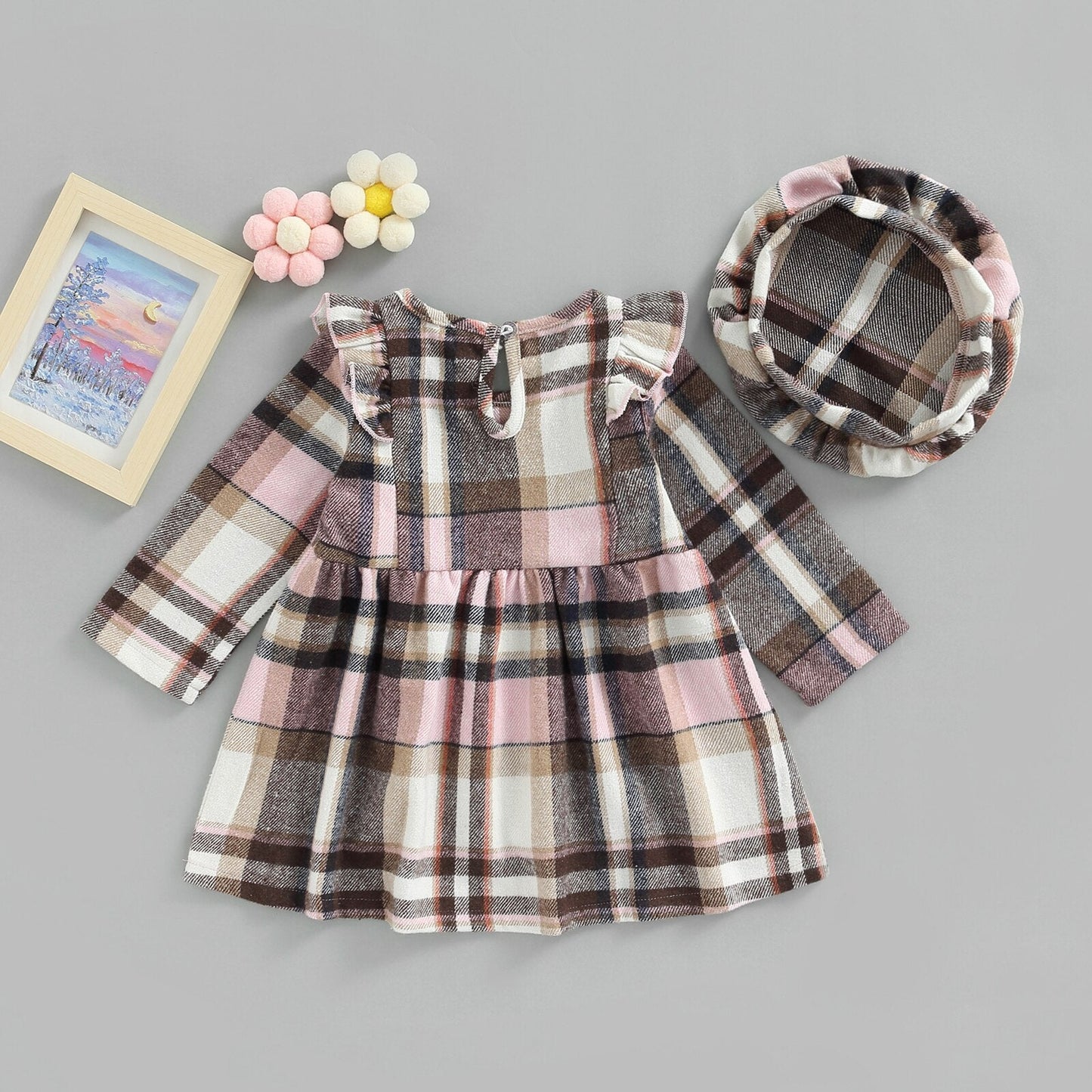 Children's Chess Dress + Beret