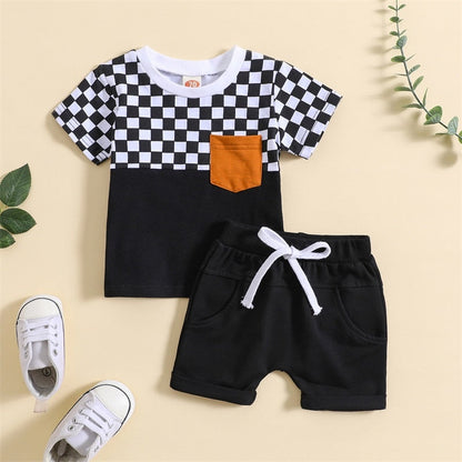 Checkered Short Sleeve Children's Set