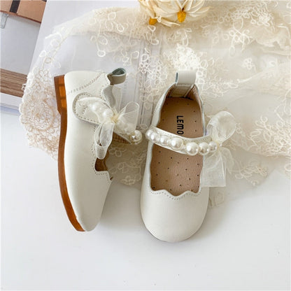 Tulle and Pearls Bow Shoes