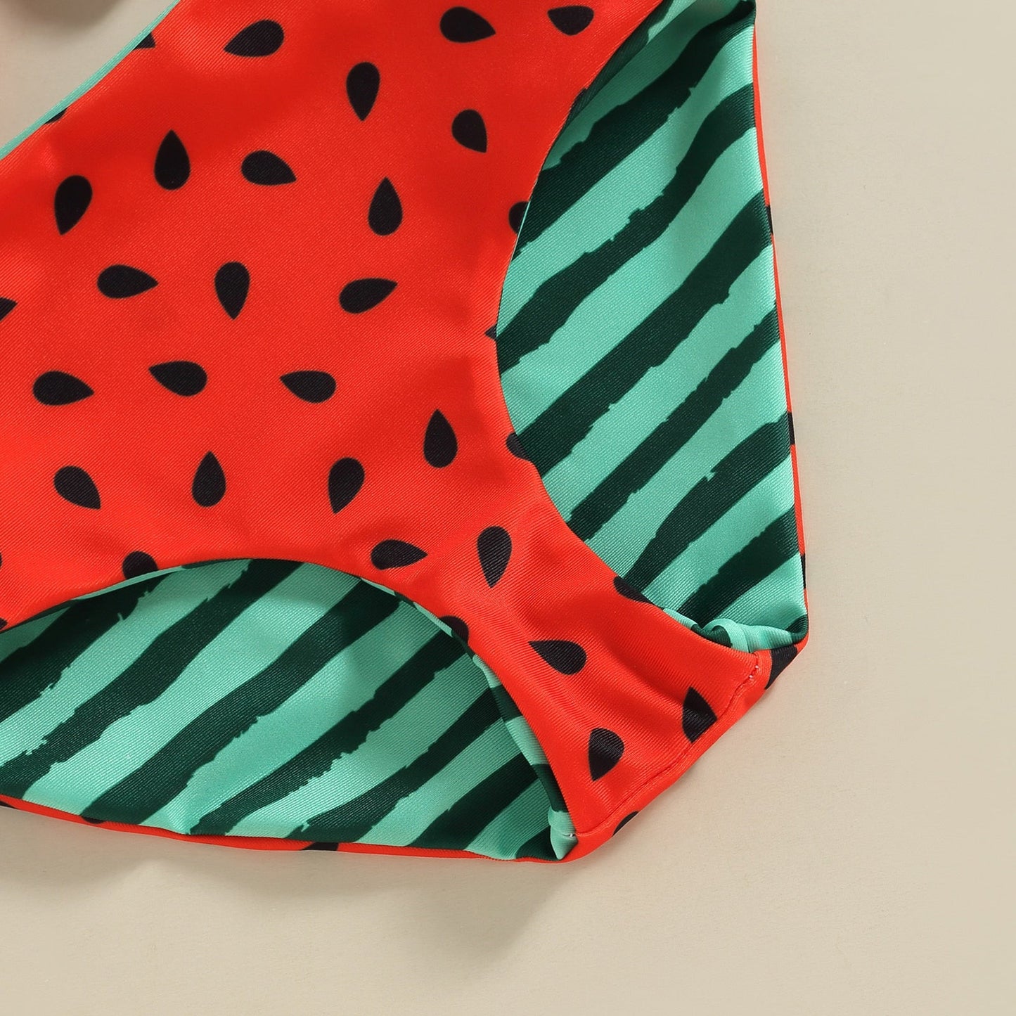 Bikini Swimsuit, Sleeveless V Neck Watermelon Print Summer Beach Girls Swimwear Vest + Briefs  6M-4T