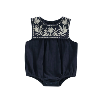 Blue Embroidered Bodysuit