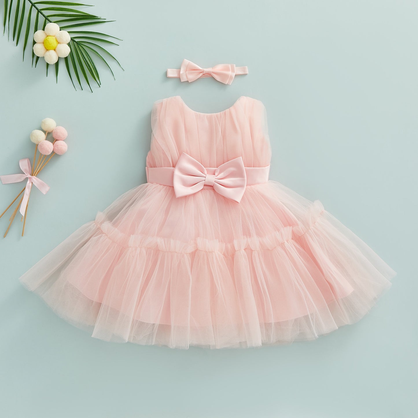 Children's dress with lace tulle + headband