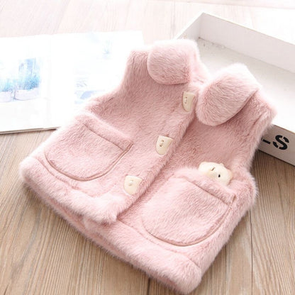 Warm Children's Coat Fur Fluffy + Teddy Bear