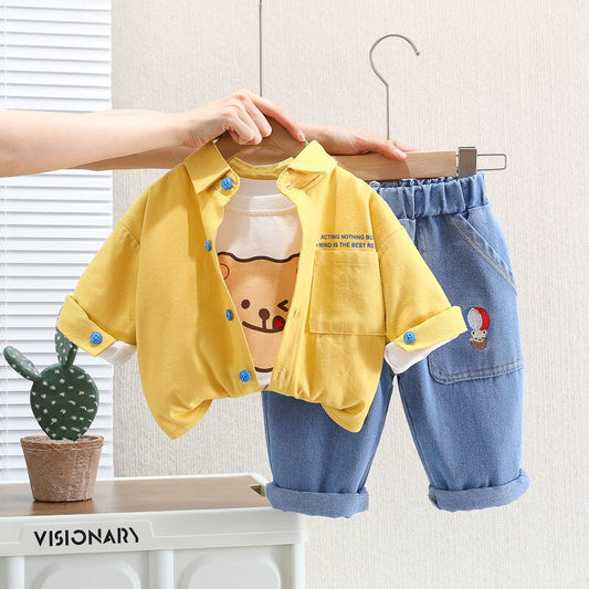 Children's 3-piece set bear with jeans