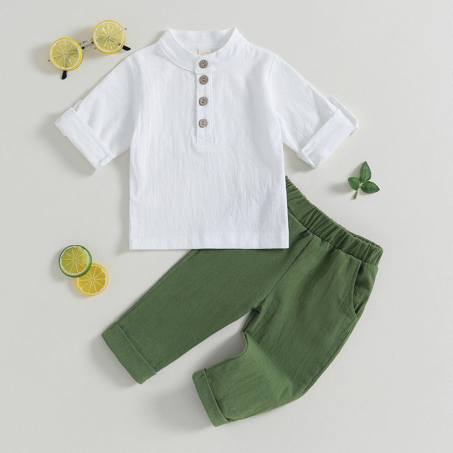 Children's set for boys with button up shirt