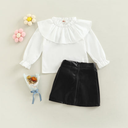 Blouse + PU Leather Skirt Set 18M-6T