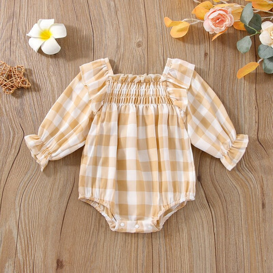 Children's Beige Chess Bodysuit