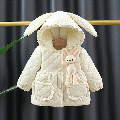 Hooded Coats Big Ears Cotton Padded Velvet Warm