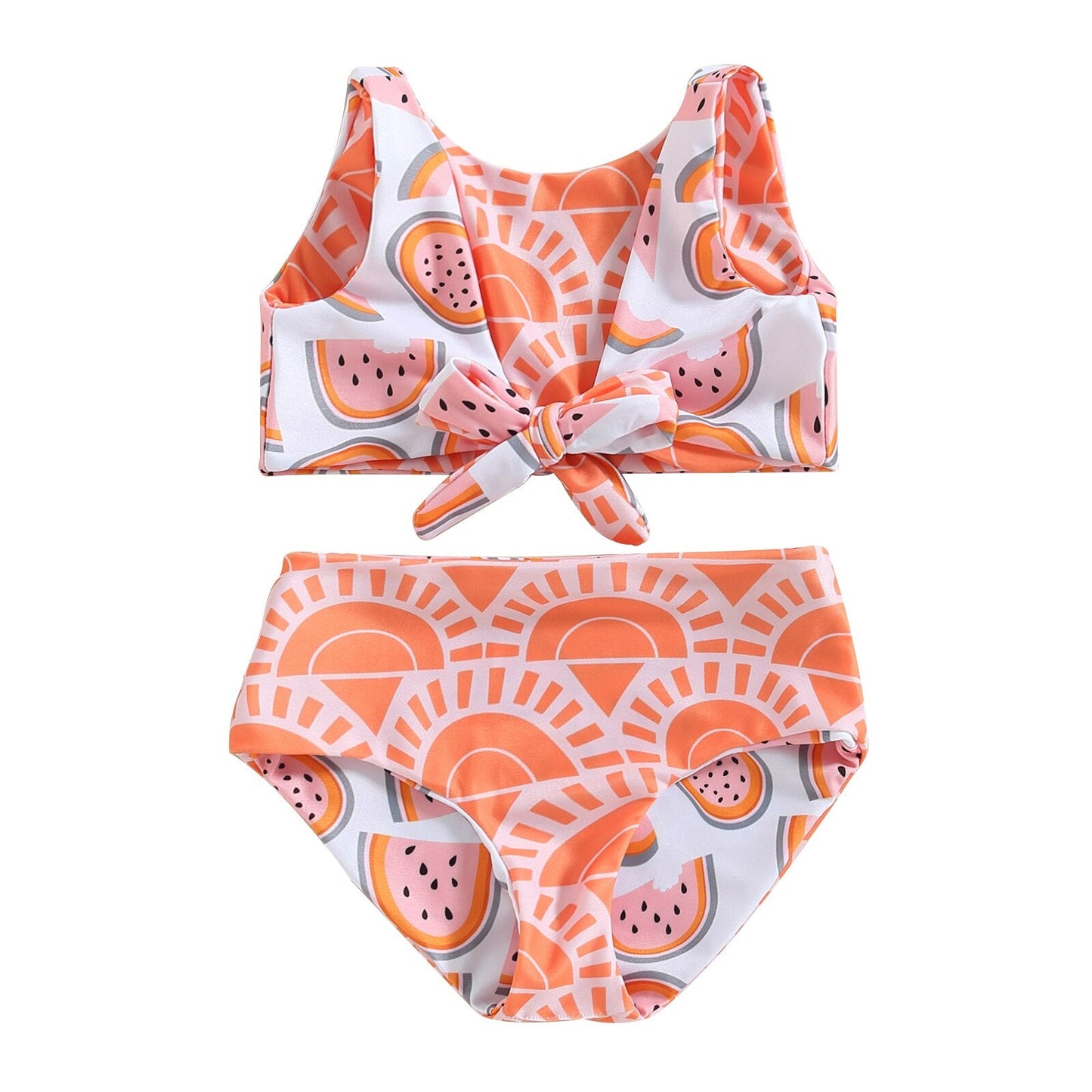 Bikini Swimsuit, Sleeveless V Neck Watermelon Print Summer Beach Girls Swimwear Vest + Briefs  6M-4T