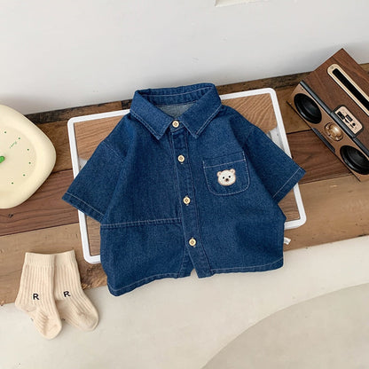 Bear Pocket Children's Jeans Shirt