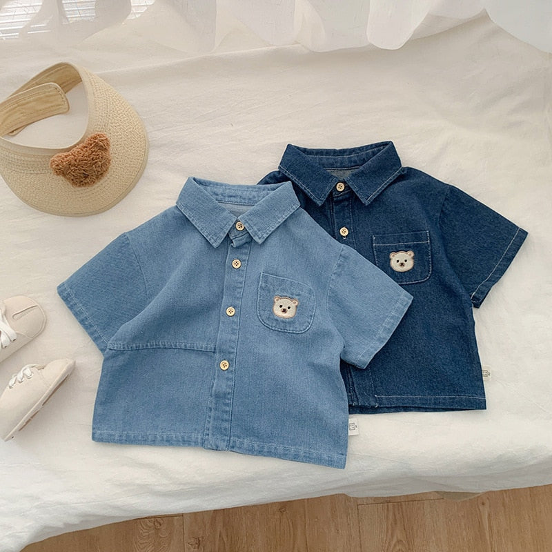 Bear Pocket Children's Jeans Shirt