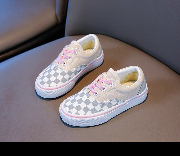 Pink Checkered Children's Sneakers