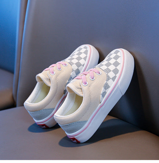 Pink Checkered Children's Sneakers