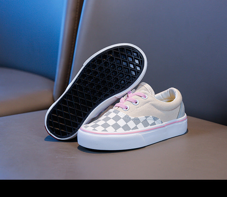 Pink Checkered Children's Sneakers