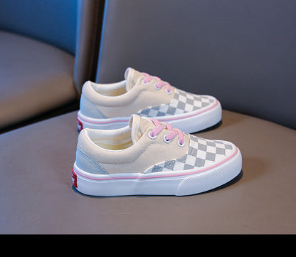 Pink Checkered Children's Sneakers