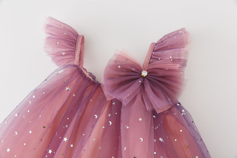 Children's Tulle Glitter Bow Dress