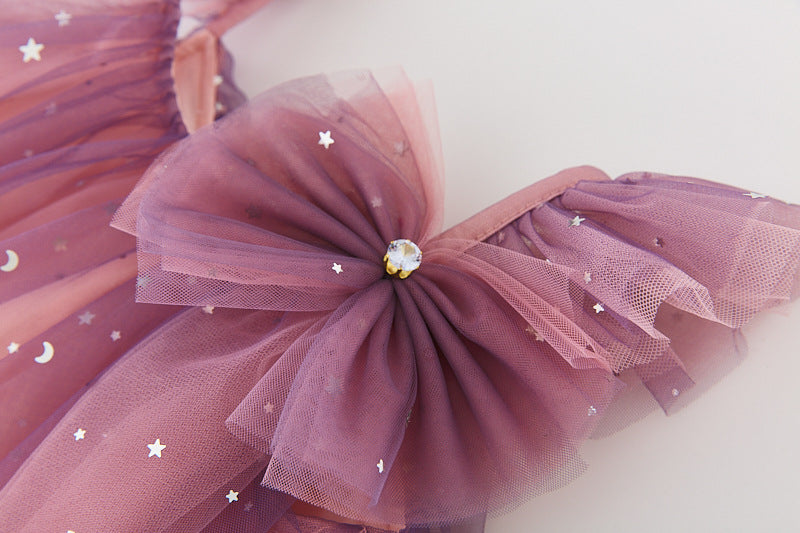 Children's Tulle Glitter Bow Dress