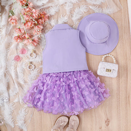 Butterfly dress and vest set