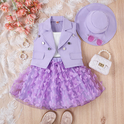 Butterfly dress and vest set