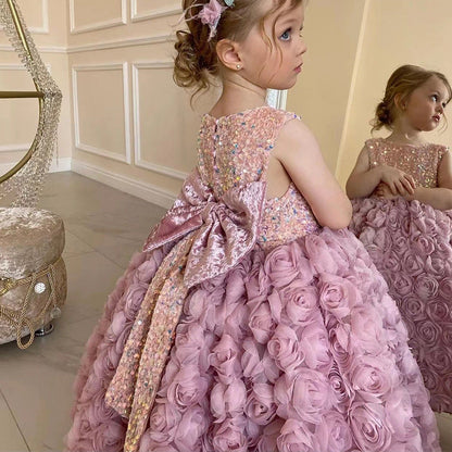 Flowers and Bow Children's Party Dress